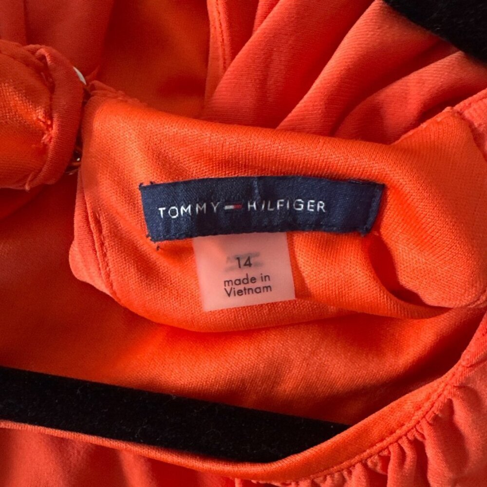 Tommy Hilfiger Orange Sleeveless Halter Maxi Dress Size 14 With Drawstring Waist - Picture 6 of 8